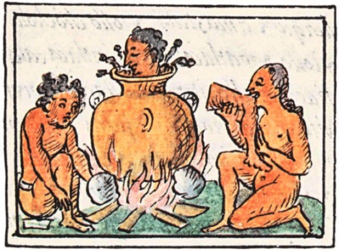 Preparación de pozo con carne humana