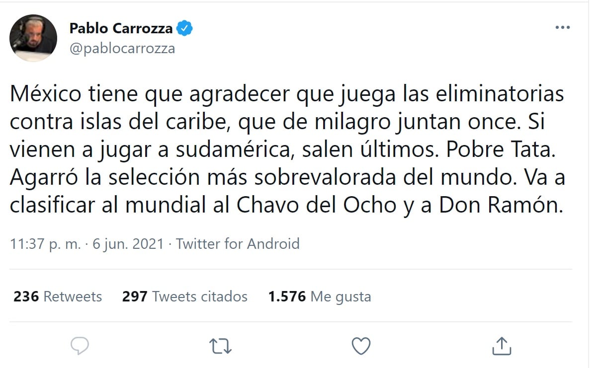 Así criticó Carrozza al Tri