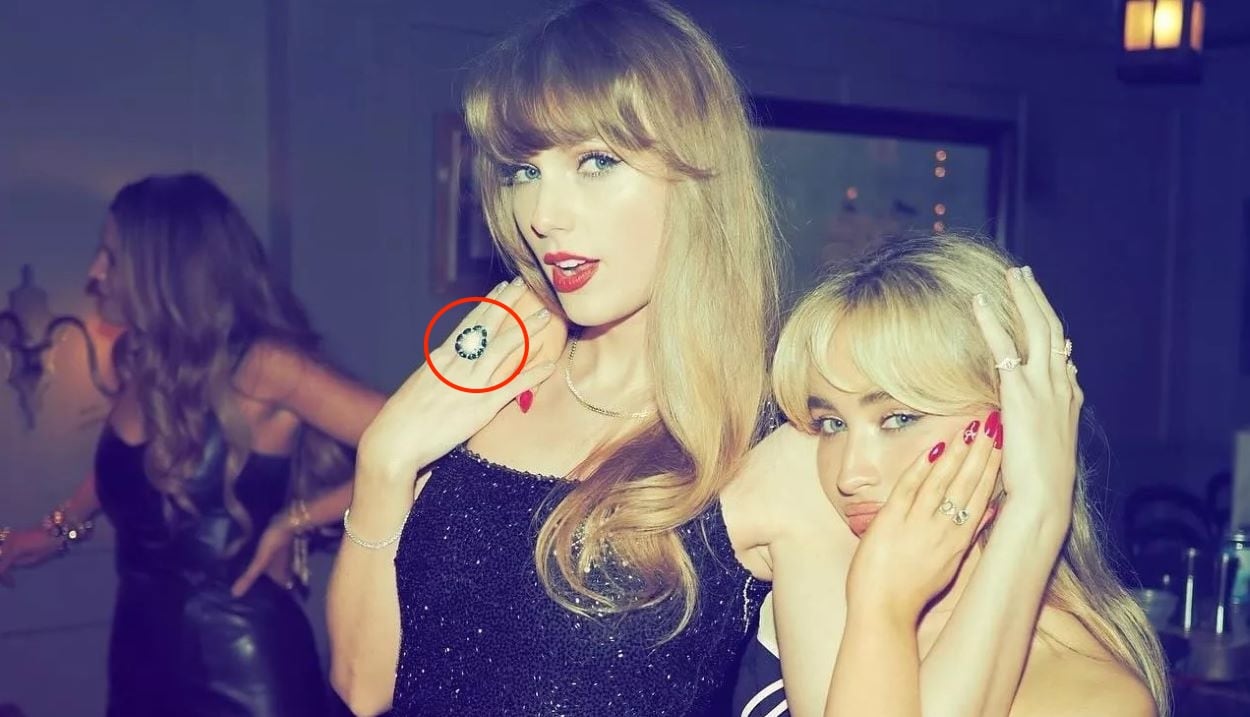 Sabrina Carpenter y Taylor Swift, quien habría usado un anillo que Travis Kelce le dio