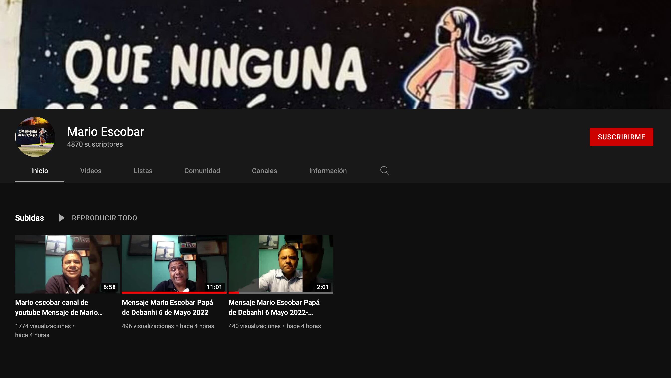 Mario Escobar, canal de YouTube