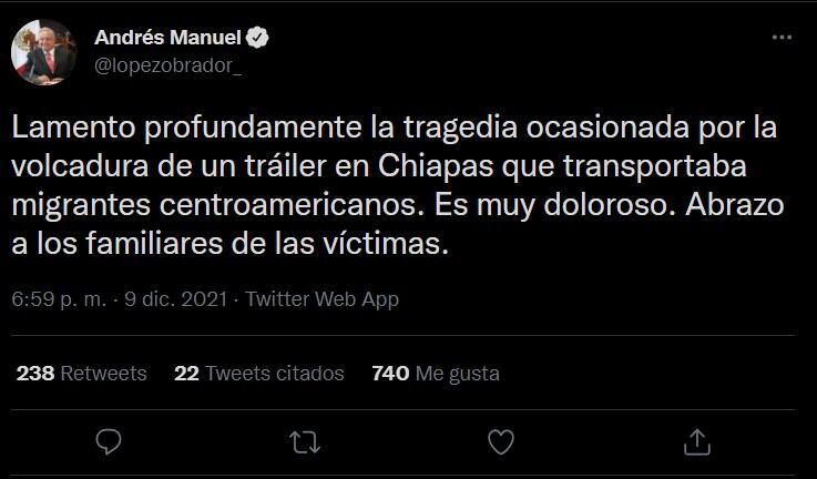 Tweet de AMLO