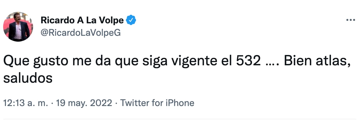 Tuit de Ricardo La Volpe