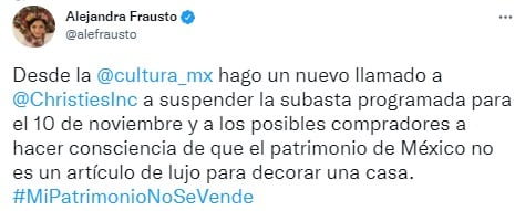 Secretaria de Cultura pide frenar subasta