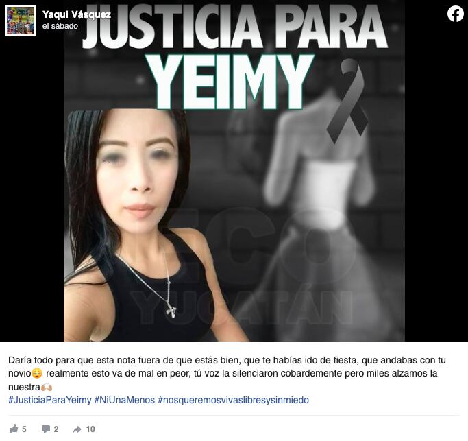 Feminicidio de Yeimy Berenice en Mérida, Yucatán causa conmoción