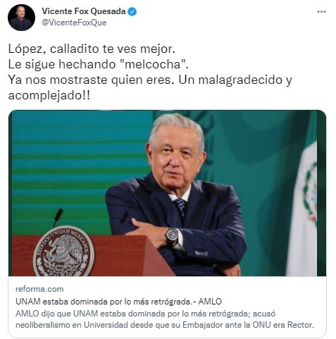 Vicente Fox critica a AMLO
