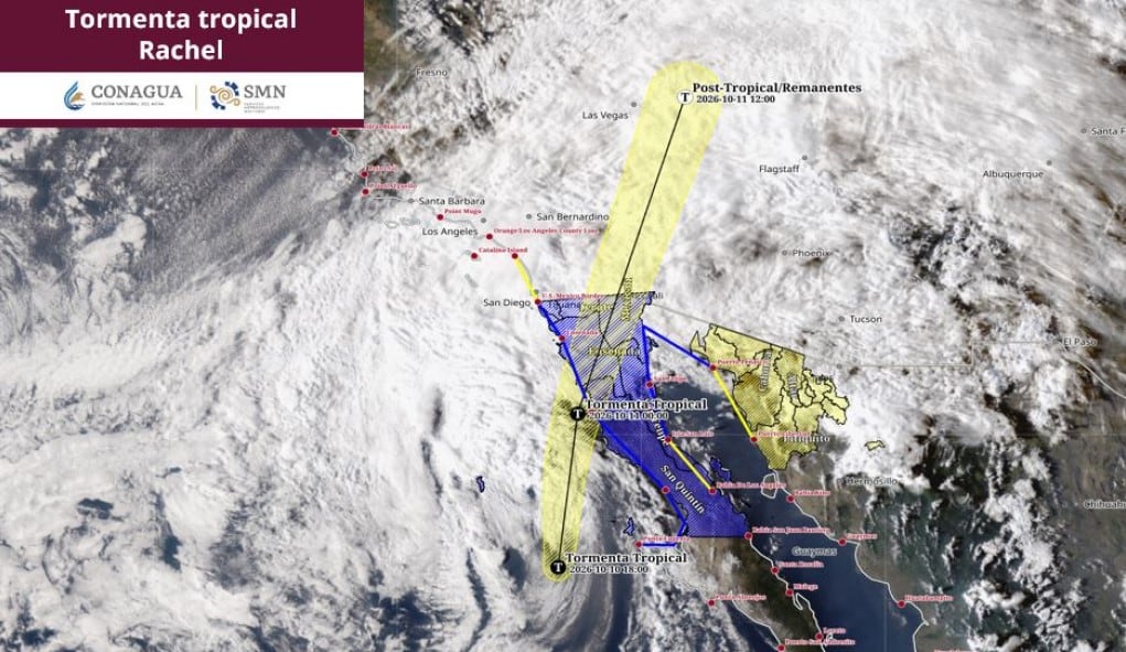 Tormenta tropical Rachel amenaza a Baja California y activa alerta en Sonora