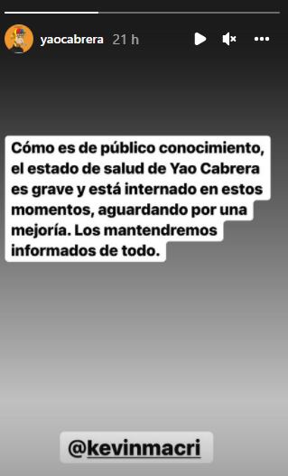 Informe sobre estado de salud de Yao Cabrera