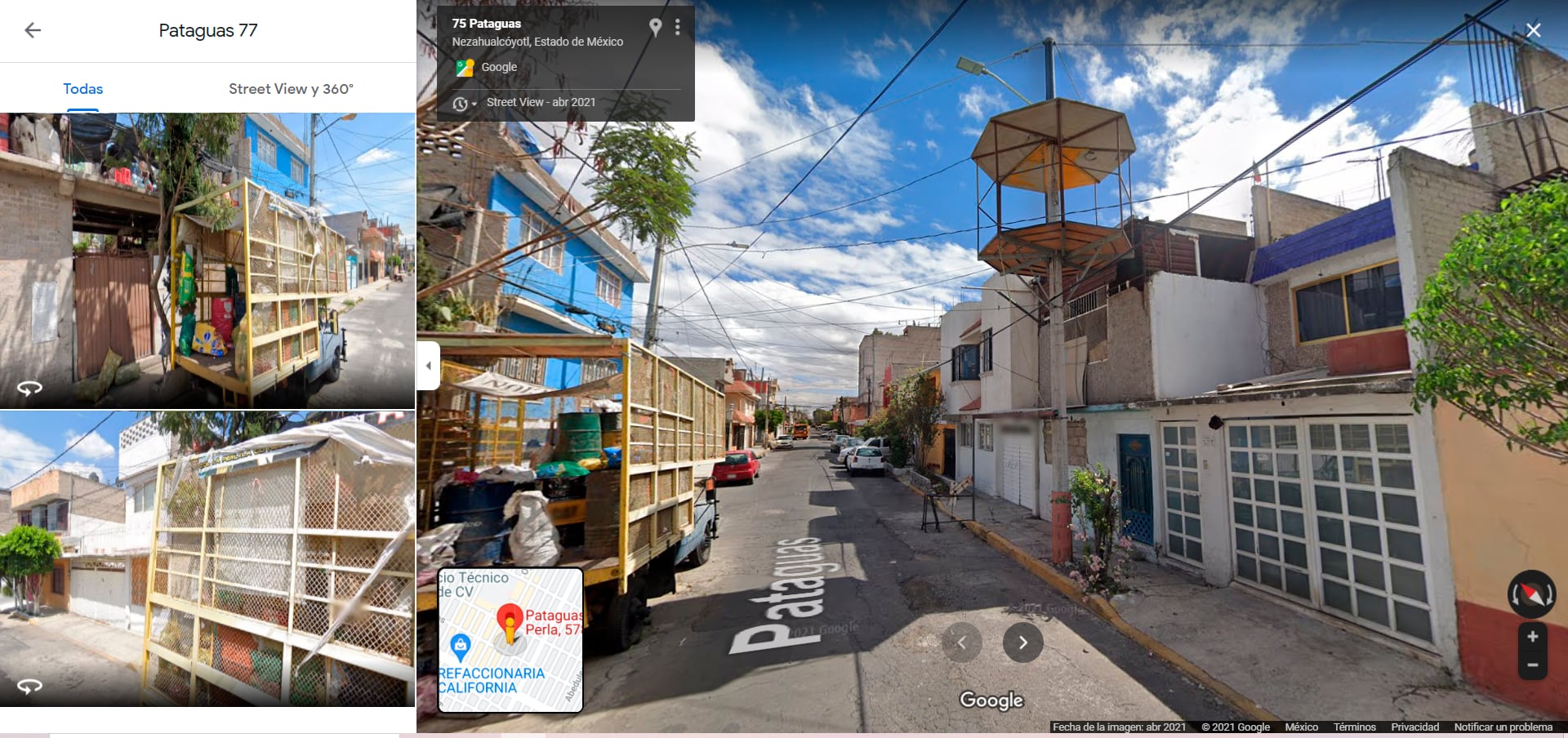 Vista de la calle de la construcción de un supuesto "Saloncito de fiestas" de un trabajador de la CFE en Nezahualcóyotl, EDOMÉX
