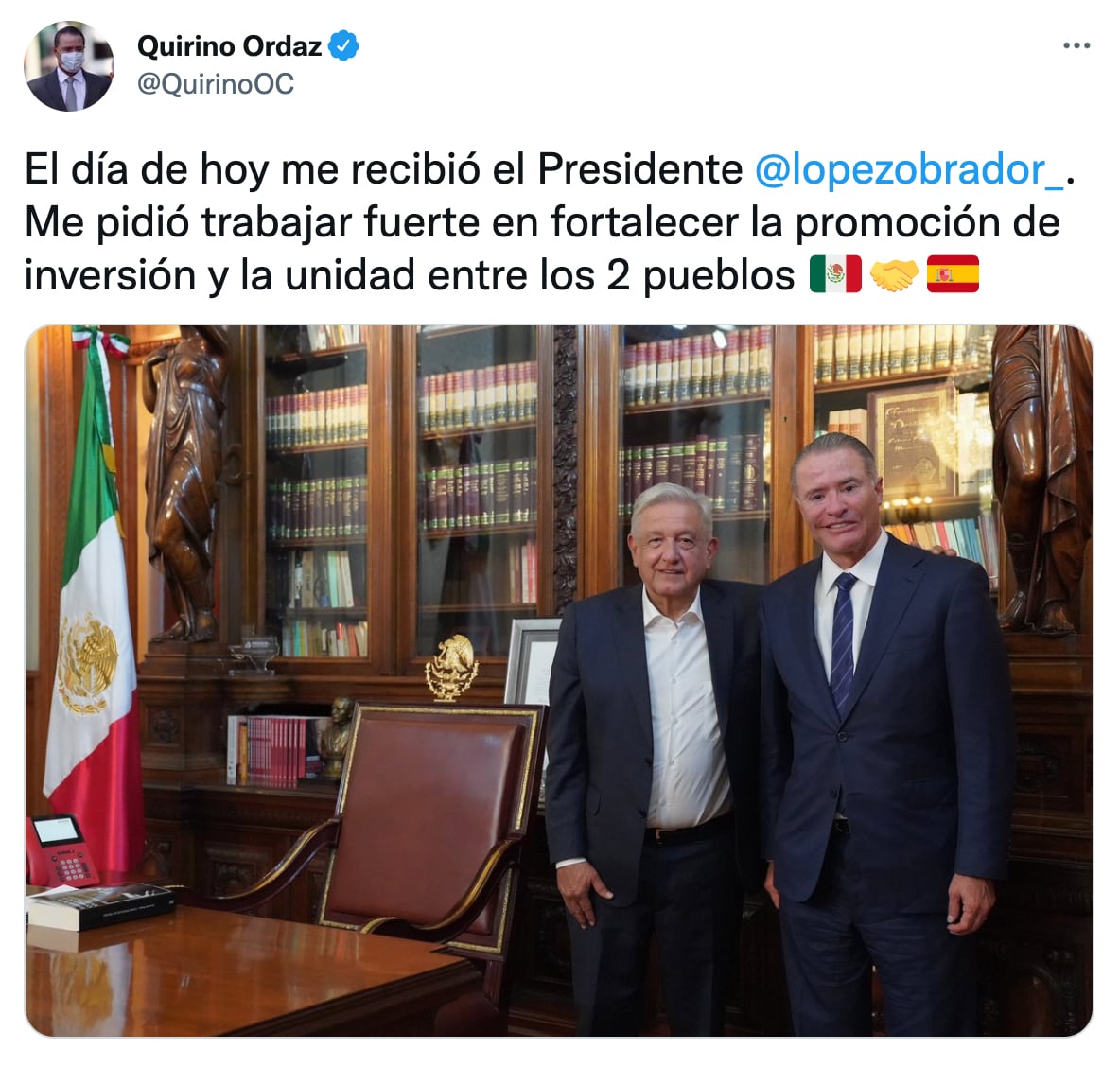 Tuit de Quirino Ordaz
