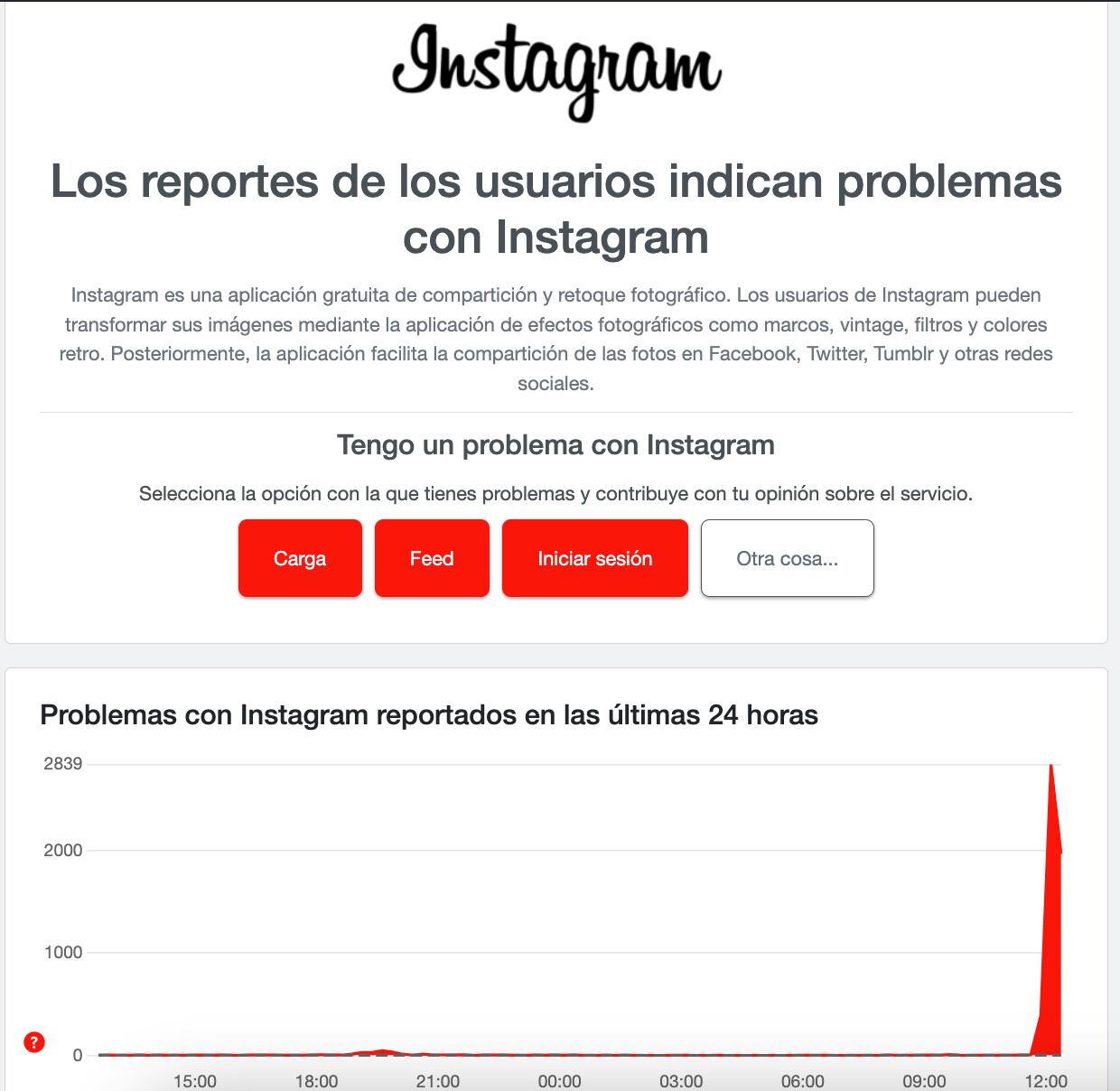 Instagram registra caída este 11 de diciembre