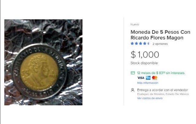 Precio de una moneda 5 pesos en Mercado Libre