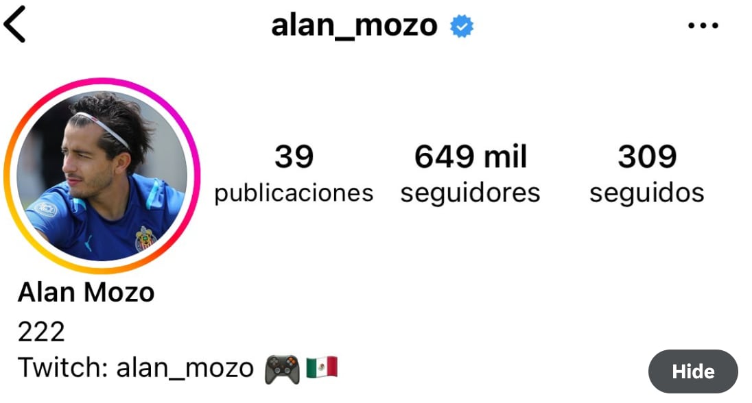 Instagram de Alan Mozo