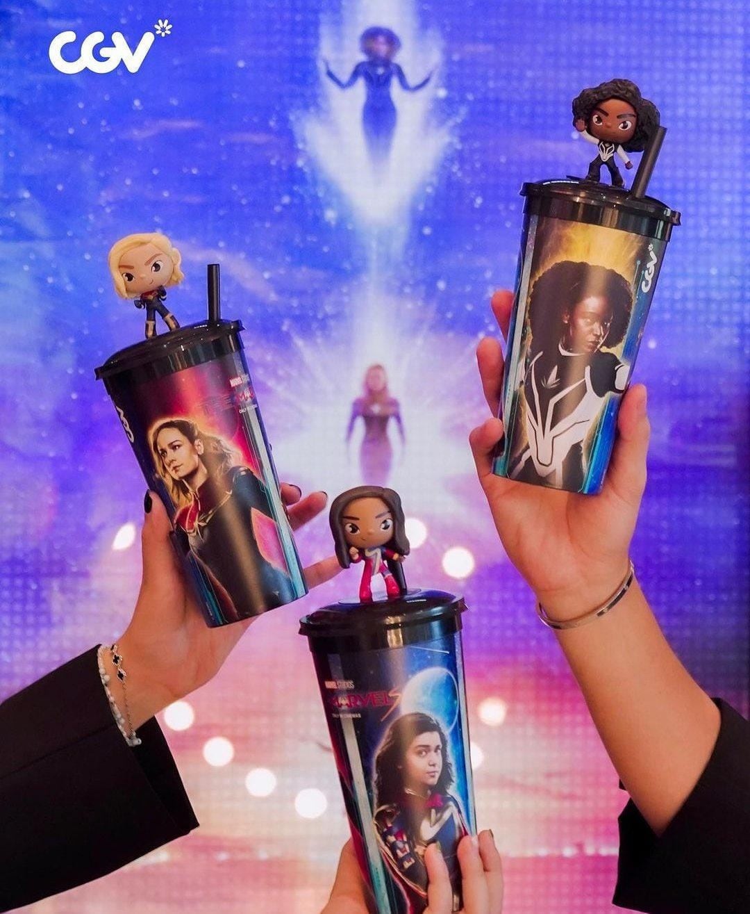 Vasos coleccionables de The Marvels en Cinépolis