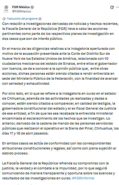 FGR comunicado