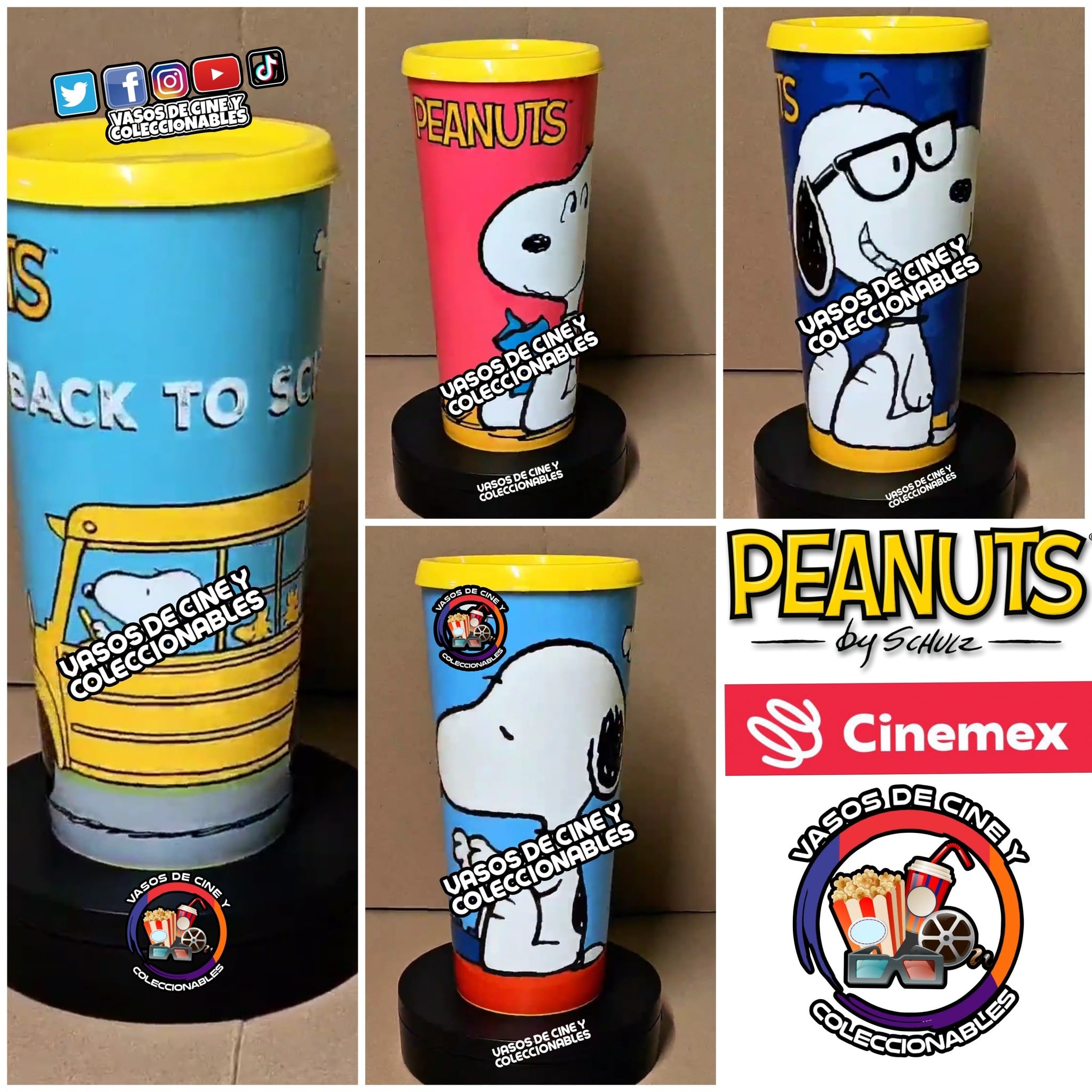 Vasos coleccionables de Peanuts en Cinemex