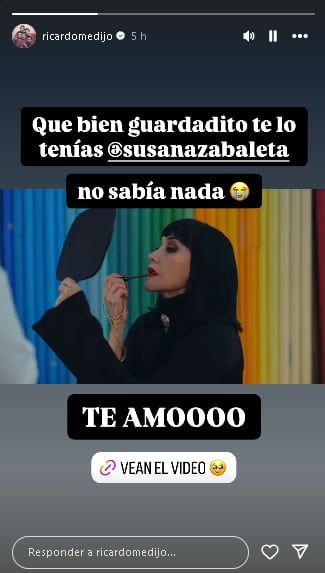 Ricardo Pérez agradece a Susana Zabaleta el video que le dedicó.