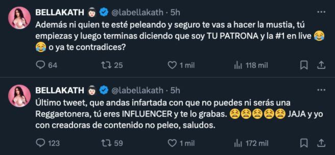 Bellakath reacciona a los mensajes de Yeri Mua