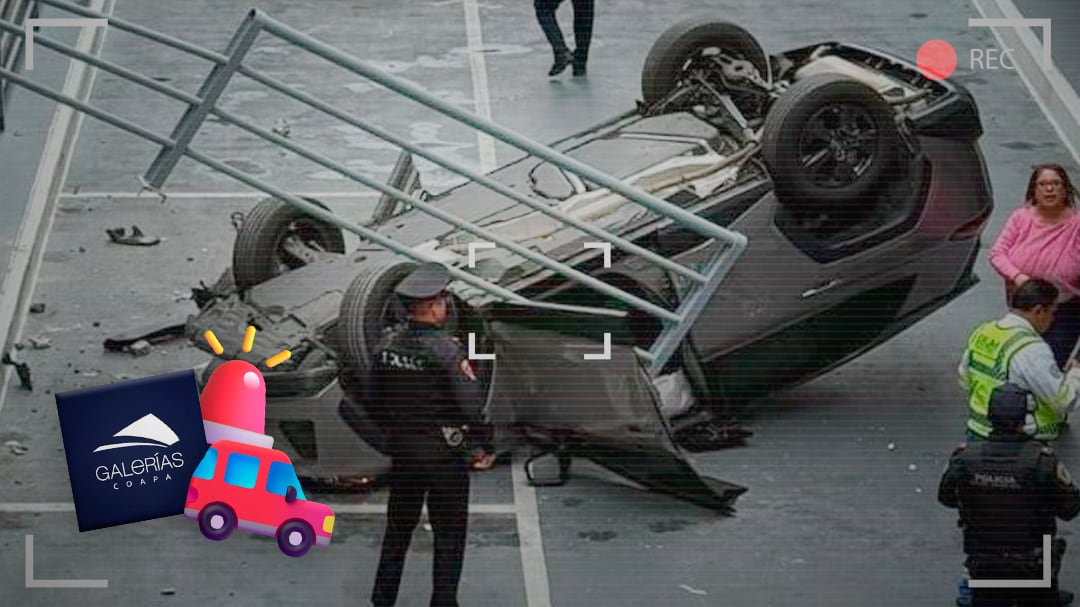 Cae auto desde un tercer piso en Galerías Coapa; movilizan a emergencias