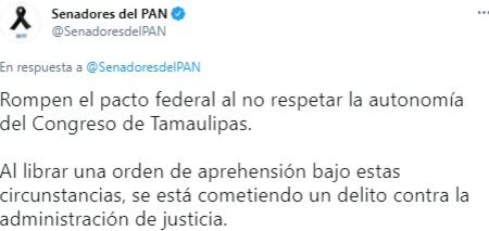 Tuit de senadores del PAN.