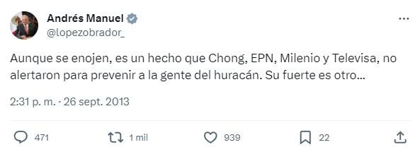 AMLO y su reclamo a Peña Nieto y Osorio Chong