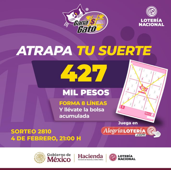 Resultados Sorteo Gana Gato 2810 de Lotería Nacional: Estos son los números ganadores