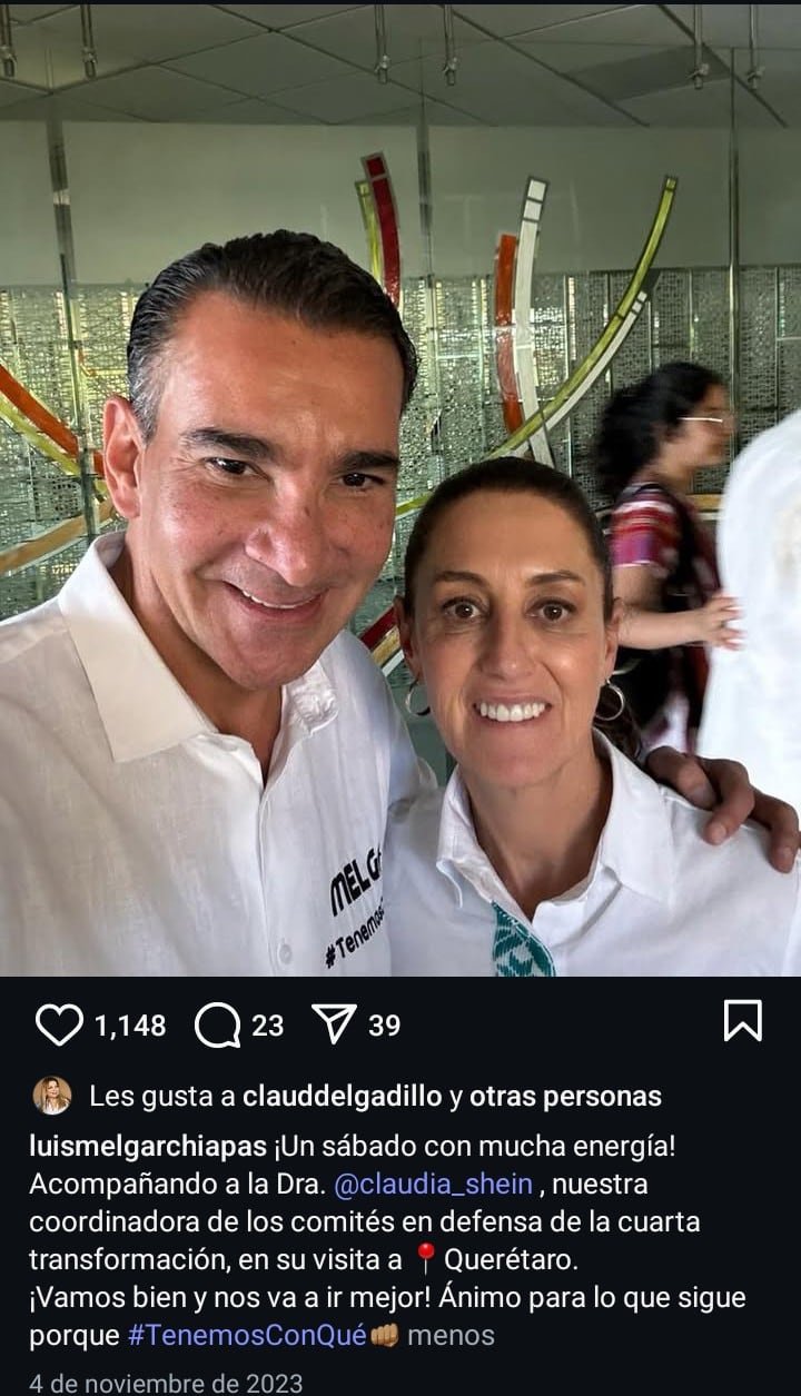 Luis Armando Melgar desconoce a Morena pero tiene muestras de apoyo Claudia Sheinbaum
