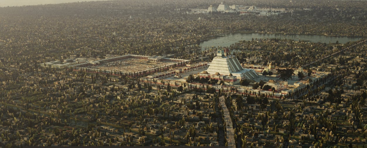 La reconstrucción de Tenochtitlan, el Imperio Azteca, en 3D.