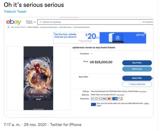 Reventa de boletos de 'Spider-Man: No Way Home'