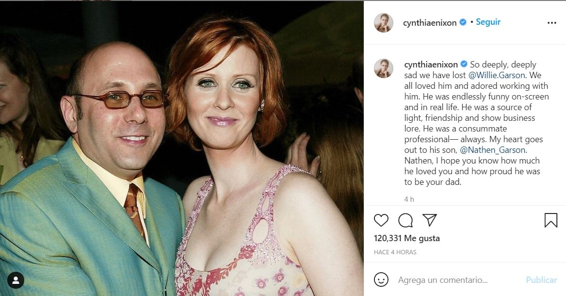 Cynthia Nixon se despide de Willie Garson