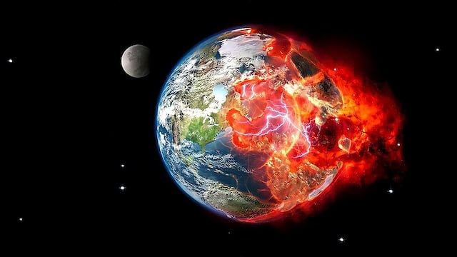 Asteroide impactando en la Tierra