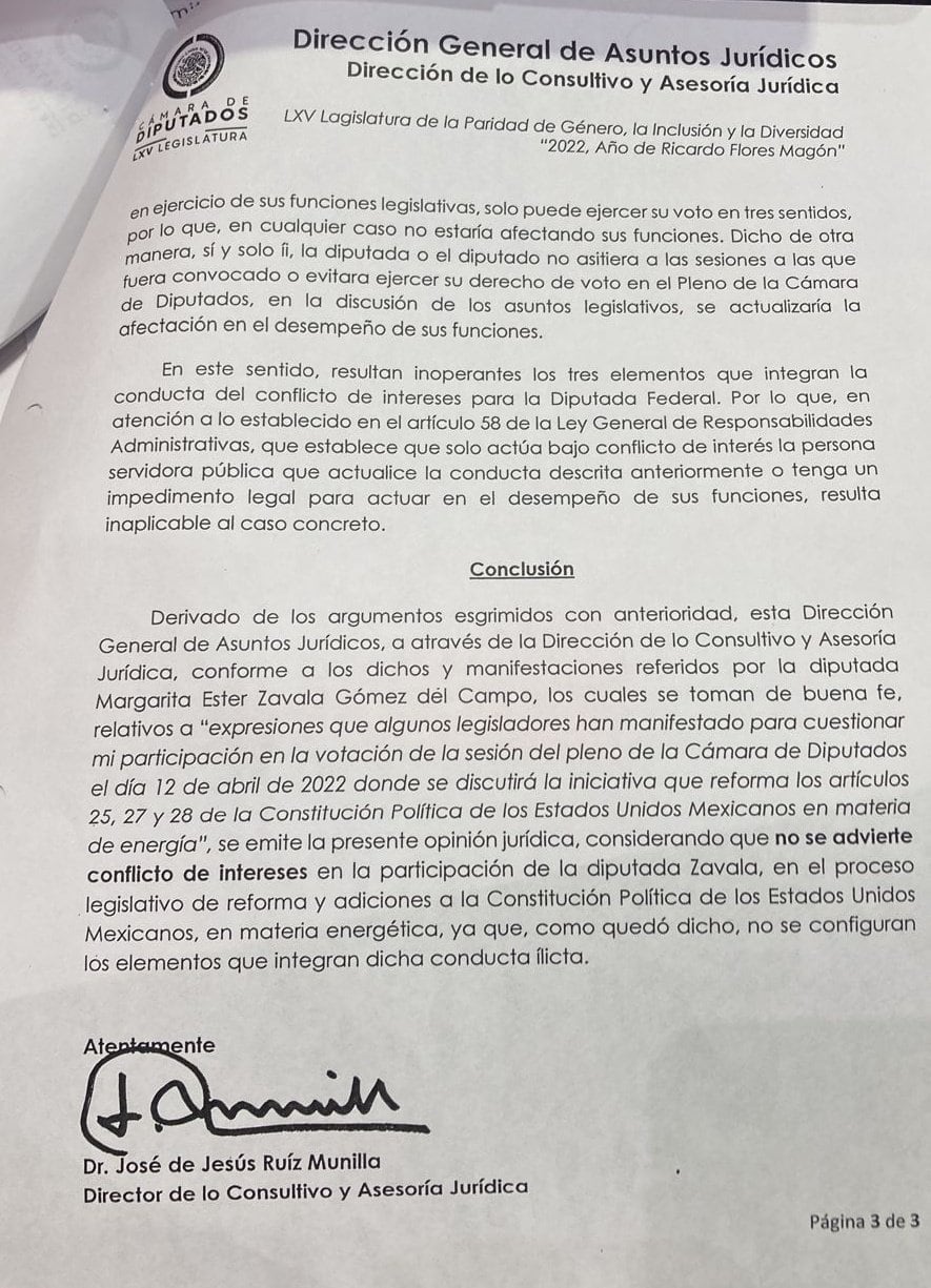 Decisión de la Cámara de Diputados ante conflicto de interés de Margarita Zavala/@Mik3_Sosa