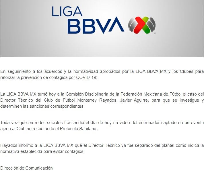 Comunicado Liga MX