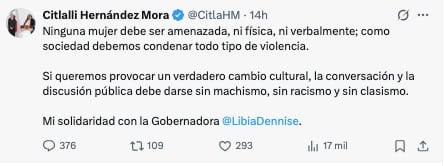 Citlalli Hernández se solidariza con Libia García