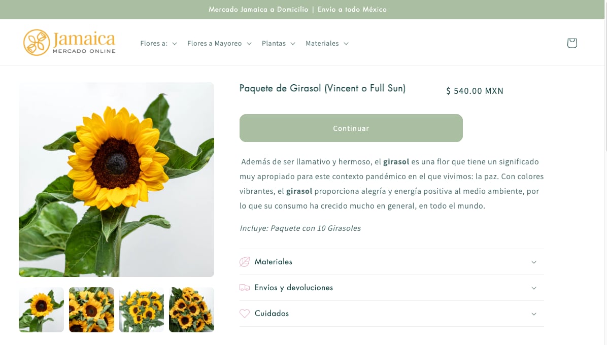 Precio de las flores amarillas en el Mercado de Jamaica