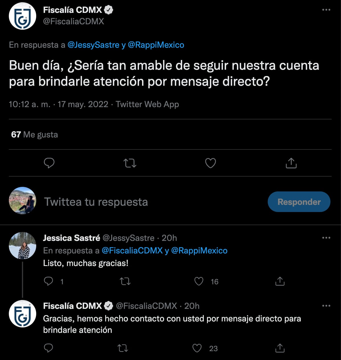 Fiscalía CDMX tuit