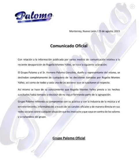 Rogelio Montes Yañez queda fuera de Grupo Palomo