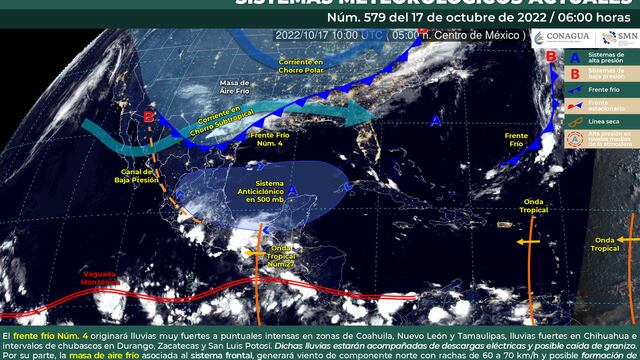 Frente frío número 4 provocará fuertes lluvias