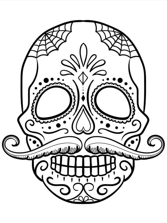 Dibujos de calaverita de azúcar para colorear por el Día de Muertos