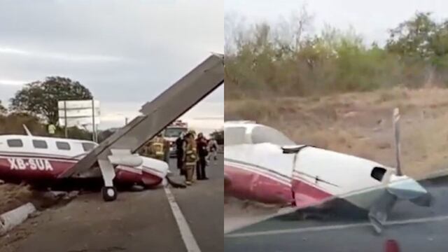 Avioneta que aterrizó en la Maxipista Mazatlán-Culiacán