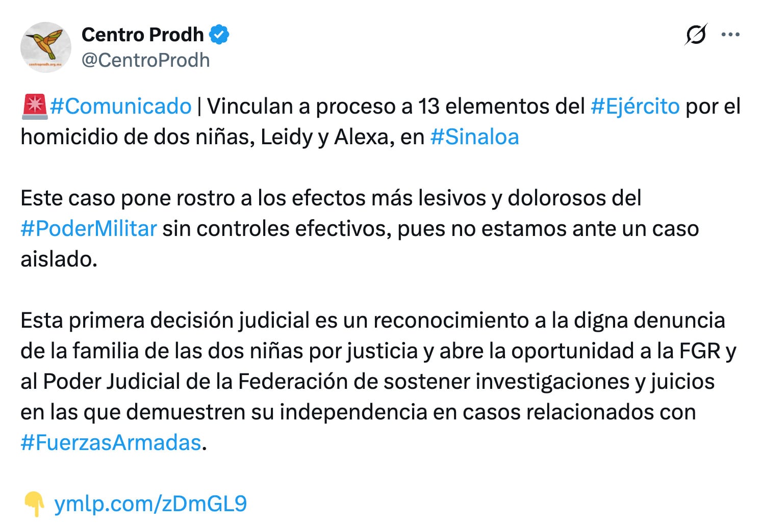 Vinculan a proceso a 13 militares por homicidio de Leidy y Alexa