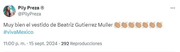 El vestido de Beatriz Gutiérrez durante el Grito de Independencia 2024
