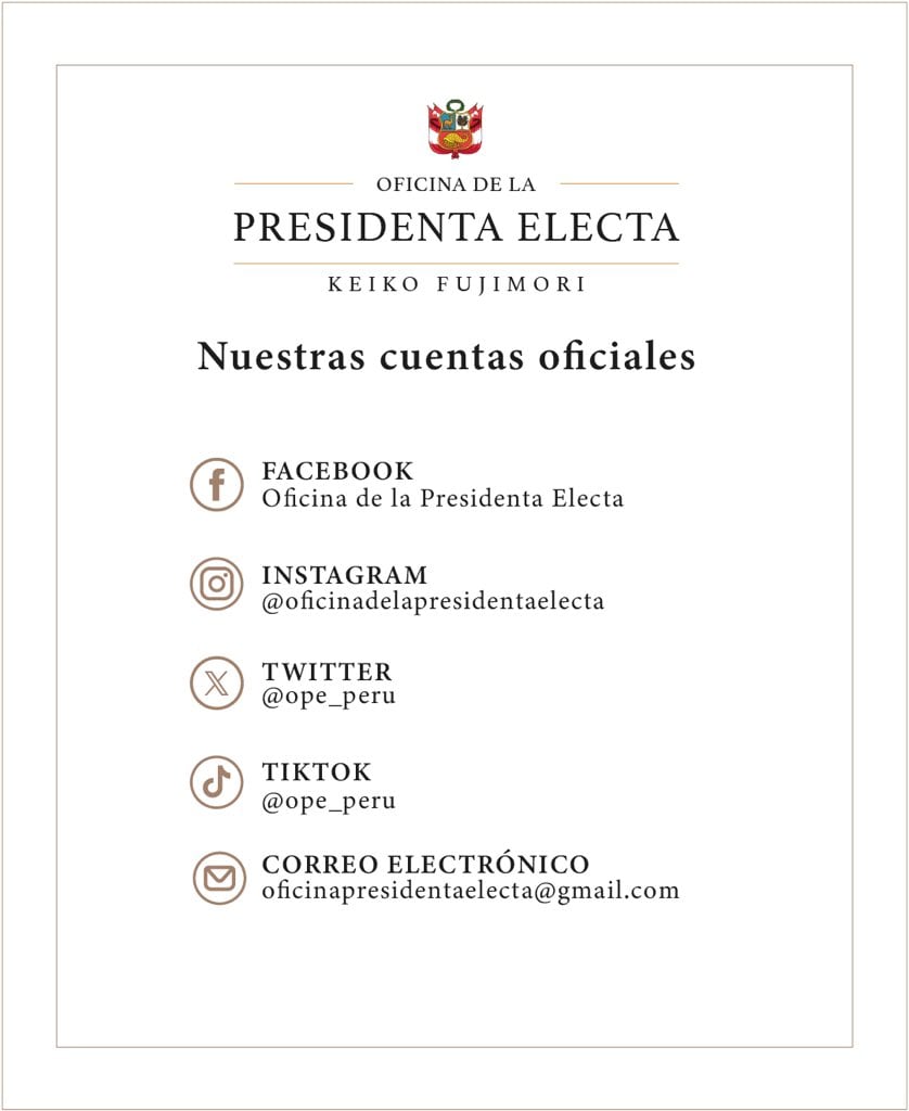 El mensaje de Keiko Fujimori como virtual presidenta de Perú