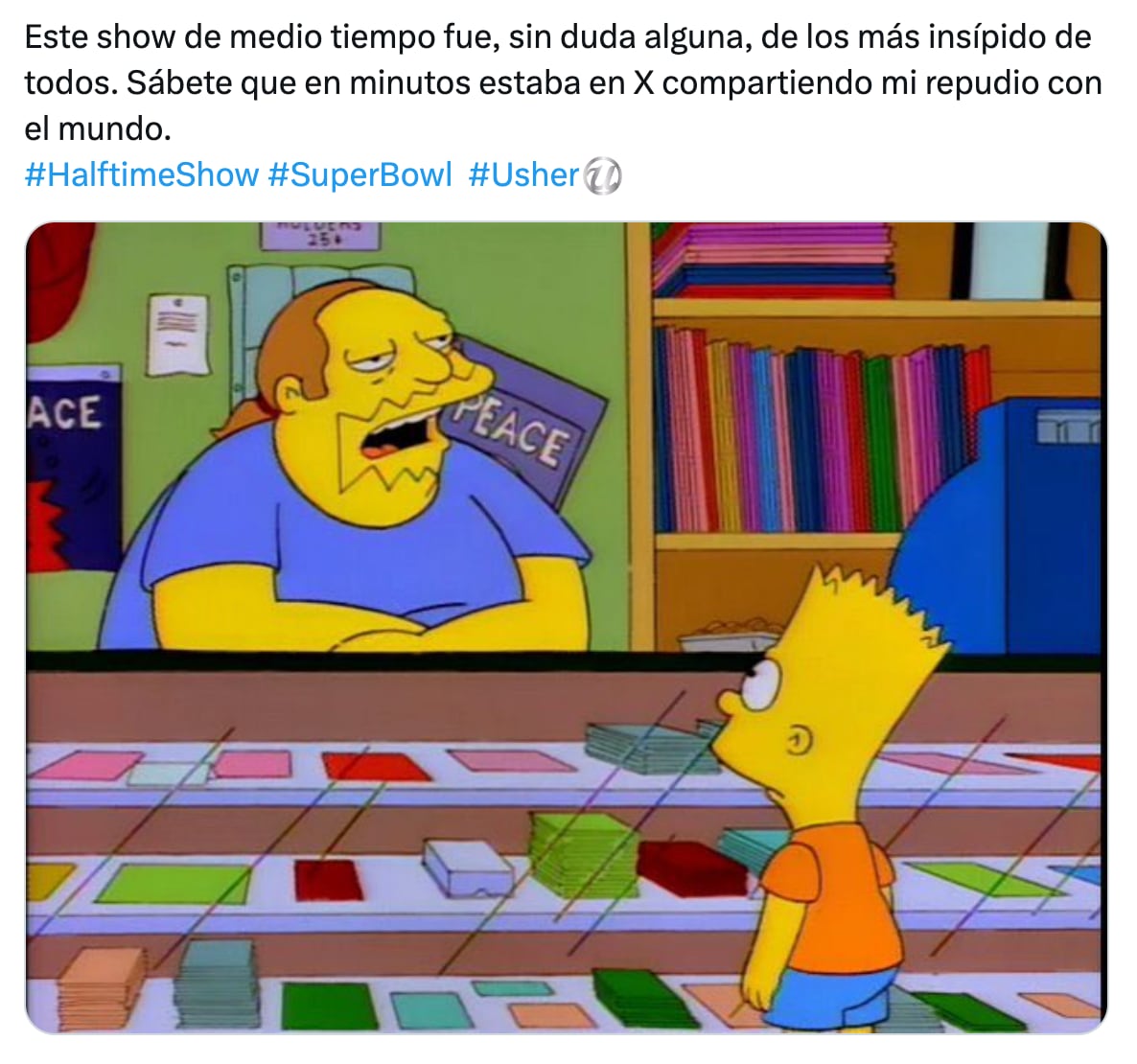 Meme de Usher en el show de medio tiempo del Super Bowl 2024