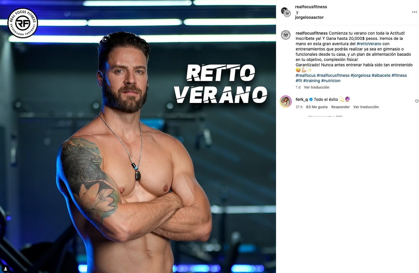 Jorge Losa presume su nuevo proyecto y Ferka la desea éxito.