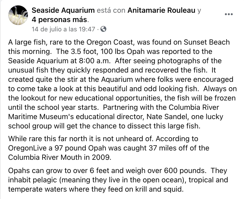 Comunicado del Seaside Aquarium