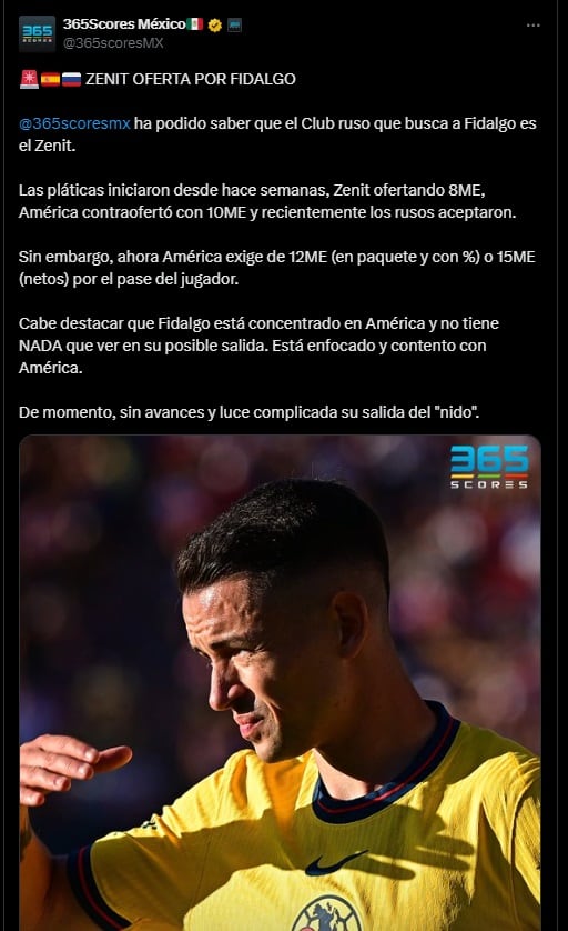 Zenit ofertó por Fidalgo.