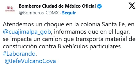 Choque múltiple en la México-Toluca: camión de carga impacta vehículos en Santa Fe