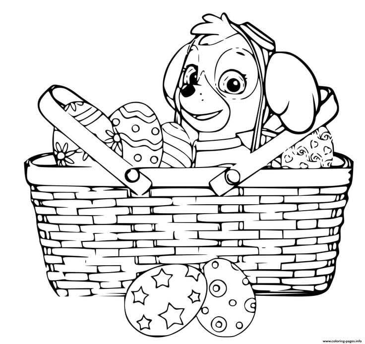Dibujos de Skye de Paw Patrol para colorear e imprimir con motivos de Pascua