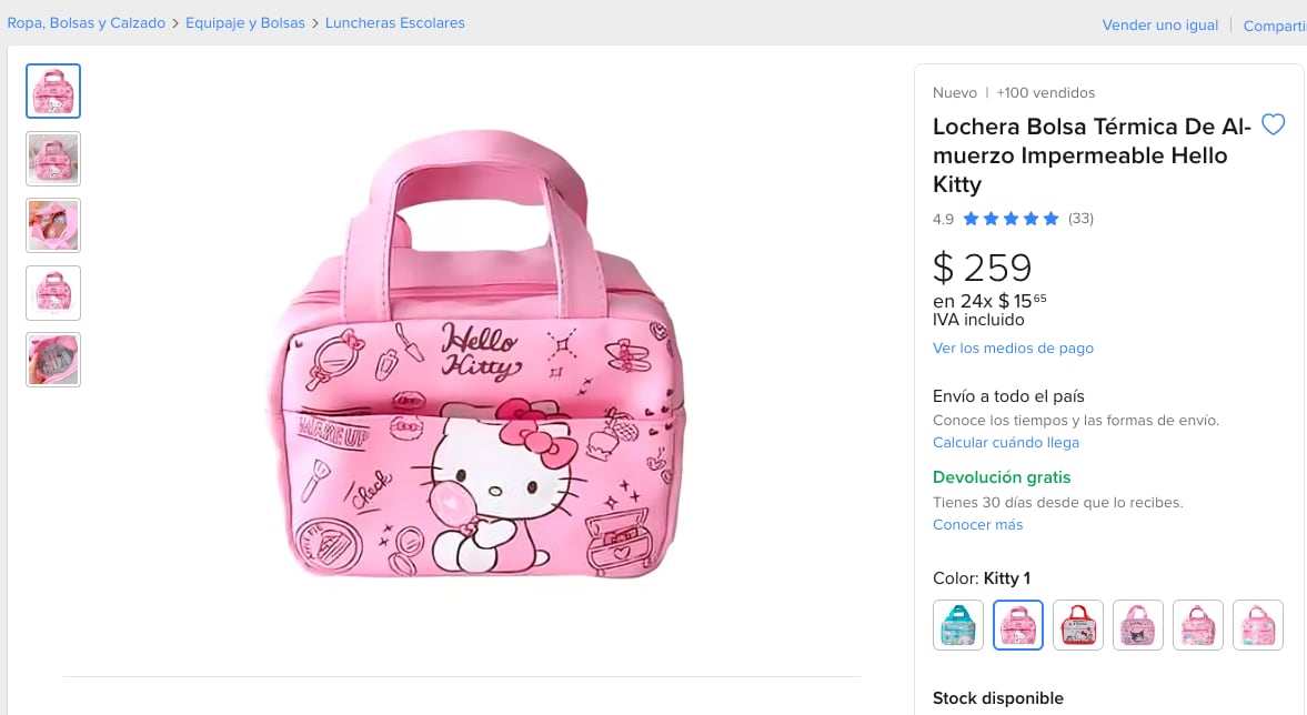 Lonchera de Hello Kitty en Mercado Libre