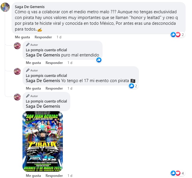 Comentarios de La Pompis sobre sus colaboraciones con Sonido Pirata